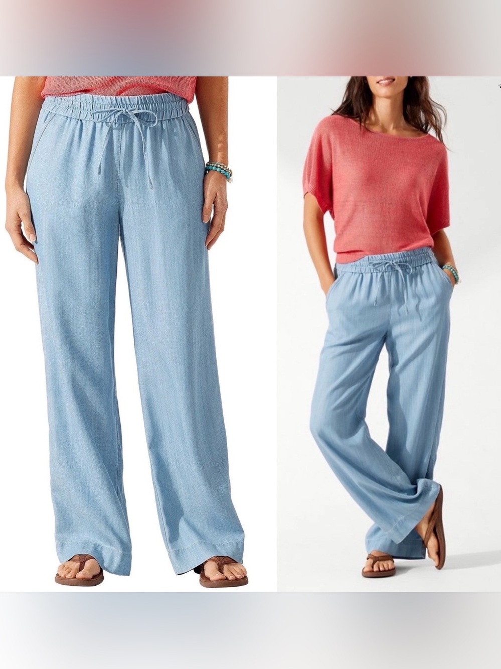 Tommy Bahama Wide Leg Tencel Pants, Chambray, Size S.  Excellent condition